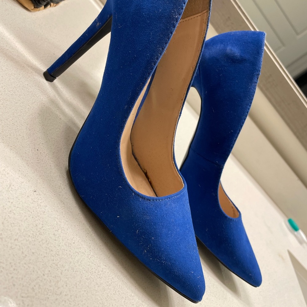 Blue heels worn once size 9